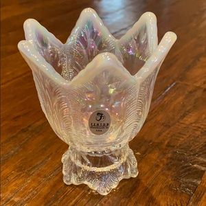 Fenton moonstone two way candle holder